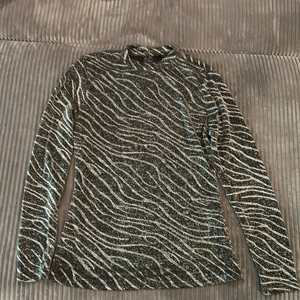 New York and Company Metallic Shear Tiger Print Shirt
